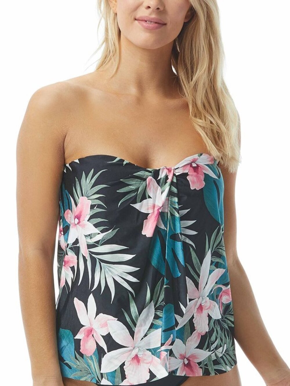 Coco Reef Womens Clarity Printed Bandeau Bra Size Tankini Top
